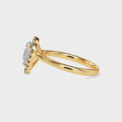 Classic Halo Pear Solitaire  0.50 To 3.00 Carat Diamond Ring - Yellow Gold