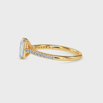 Classic Rectangular Radiant  Solitaire  0.50 To 3.00 Carat Diamond Ring With Side Stones - Yellow Gold