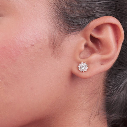 Nebula Halo Diamond Solitaire Stud Earrings