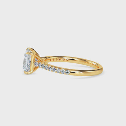 Classic Princess  Solitaire  0.50 To 3.00 Carat Diamond Ring With Side Stones - Yellow Gold