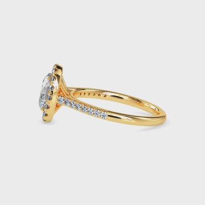 Classic Halo Oval Solitaire  0.50 To 3.00 Carat Diamond Ring With Side Stones - Yellow Gold