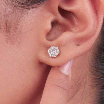 Freya Halo Diamond Solitaire Stud Earrings
