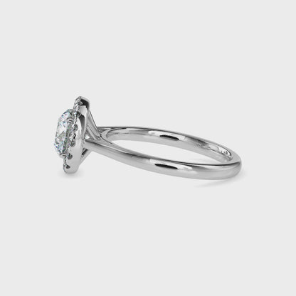 Classic Halo Round Solitaire  0.50 To 3.00 Carat Diamond Ring  - White Gold