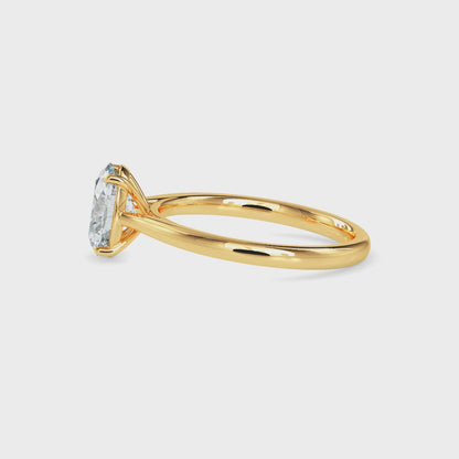 Classic Oval Solitaire Diamond Ring 0.50 To 5.00 Carat - Yellow Gold