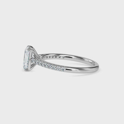 Classic Rectangular Radiant Solitaire  0.50 To 3.00 Carat Diamond Ring With Side Stones - White Gold
