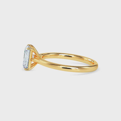 Classic Rectangular Radiant Solitaire Diamond Ring 0.50 To 5.00 Carat - Yellow Gold